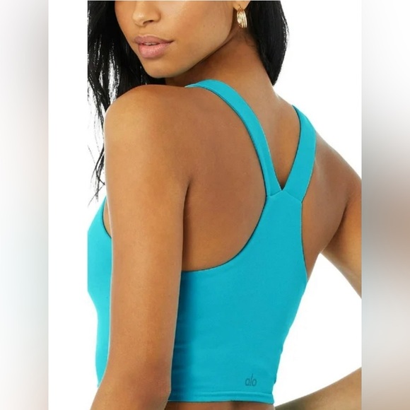 Alo Yoga Women's Airbrush Real Bra Tank Top, Bright Aqua, S - Picture 2 of 3